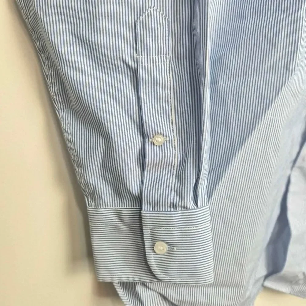 J.Crew Ludlow Slim Fit Dress Shirt 15.5 33 Blue White Stripe Cotton Preppy